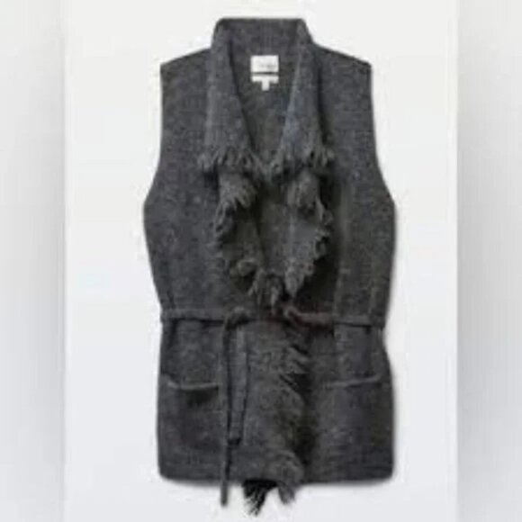 Aritzia Wilfred Free Fei Fei Alpaca Wool Blend Fringe Belted Vest Grey Size S - Picture 1 of 7